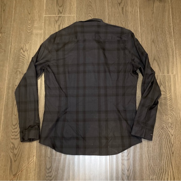 NWT Calvin Klein Body Slim Fit Black Plaid Sportswear Dress Shirt Size Large - Picture 2 of 10